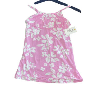 Girls Rumi + Ryder Pink and White Floral Ruffle Tank Top Size M NWT